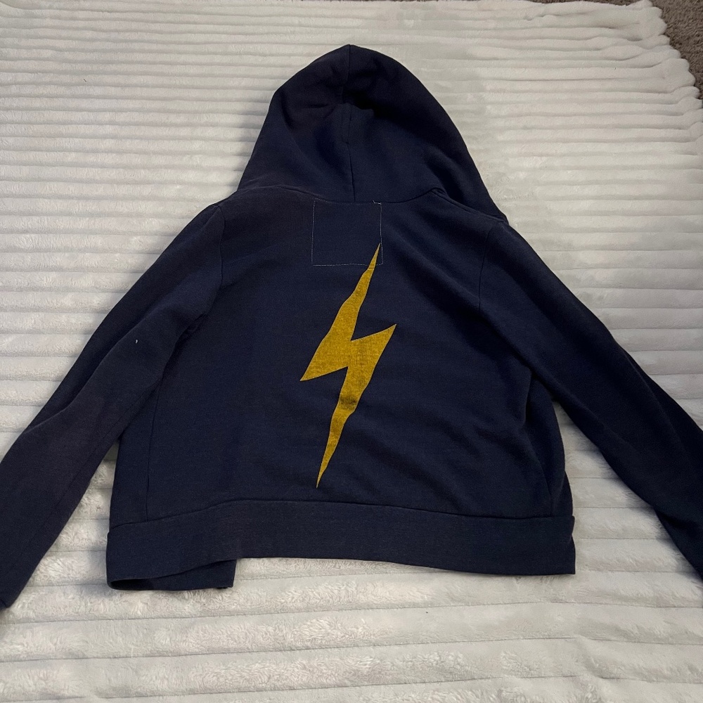 Aviator nation zip up hoodie yellow lightning bolt size xs
